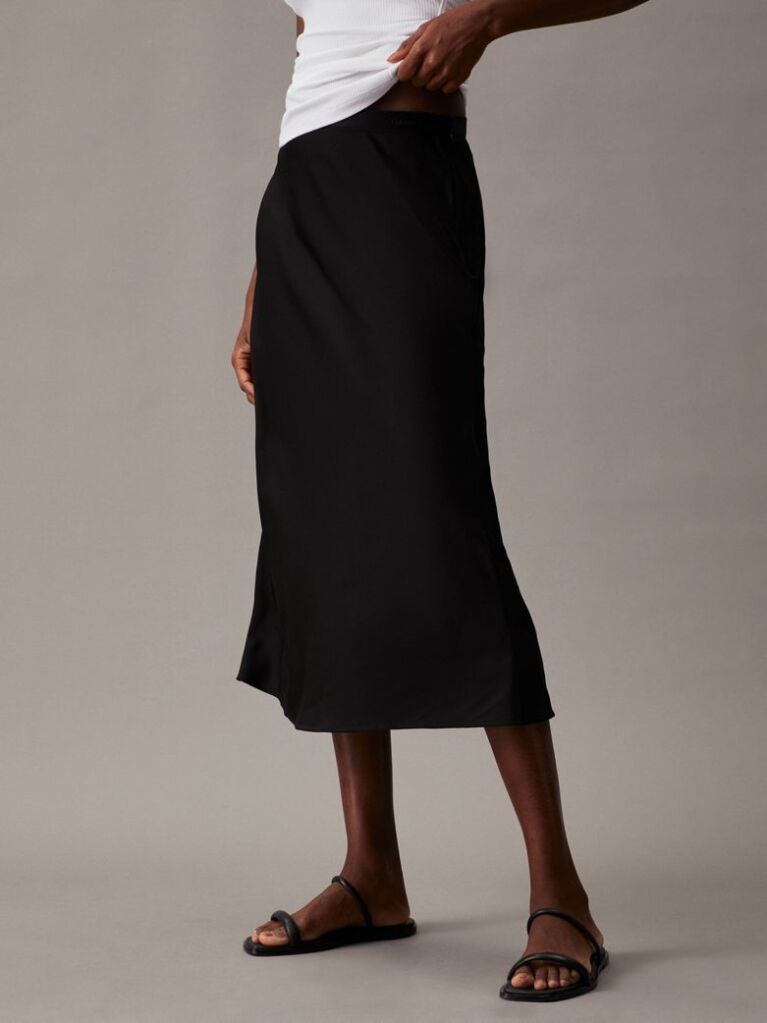 Black Recycled Polyester Slip Skirt  Women