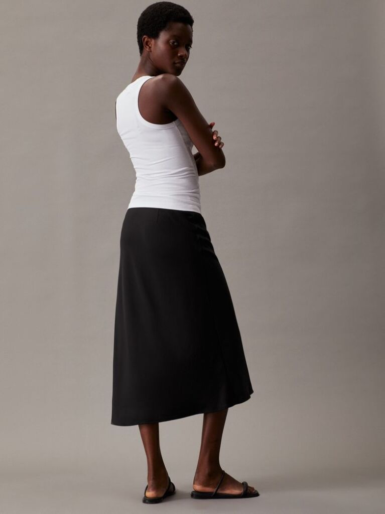 Black Recycled Polyester Slip Skirt  Women