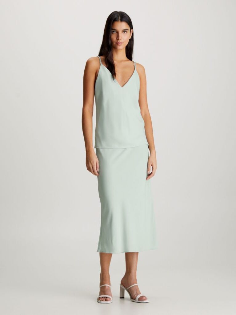 Green Recycled Polyester Slip Skirt  Women