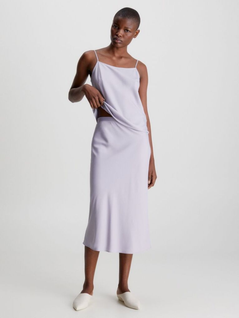 Purple Recycled Polyester Slip Skirt  Women