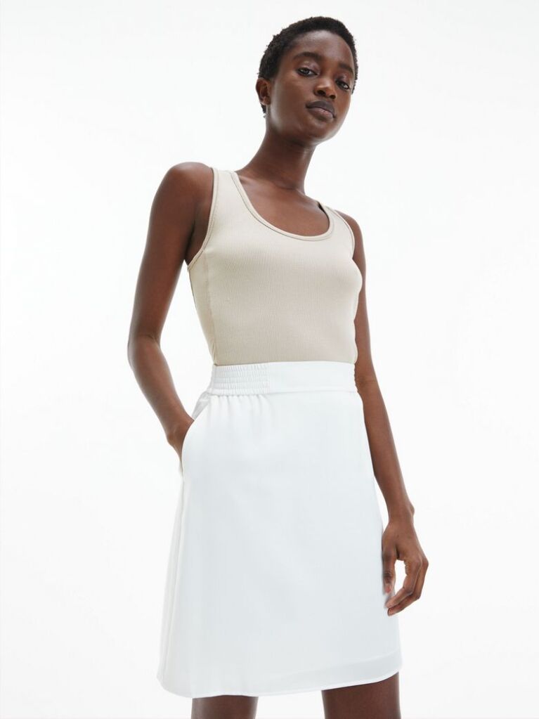 Beige Rib Jersey Tank Top  Women
