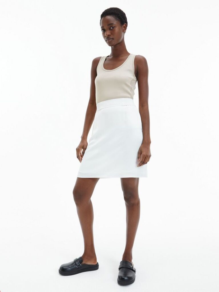 Beige Rib Jersey Tank Top  Women