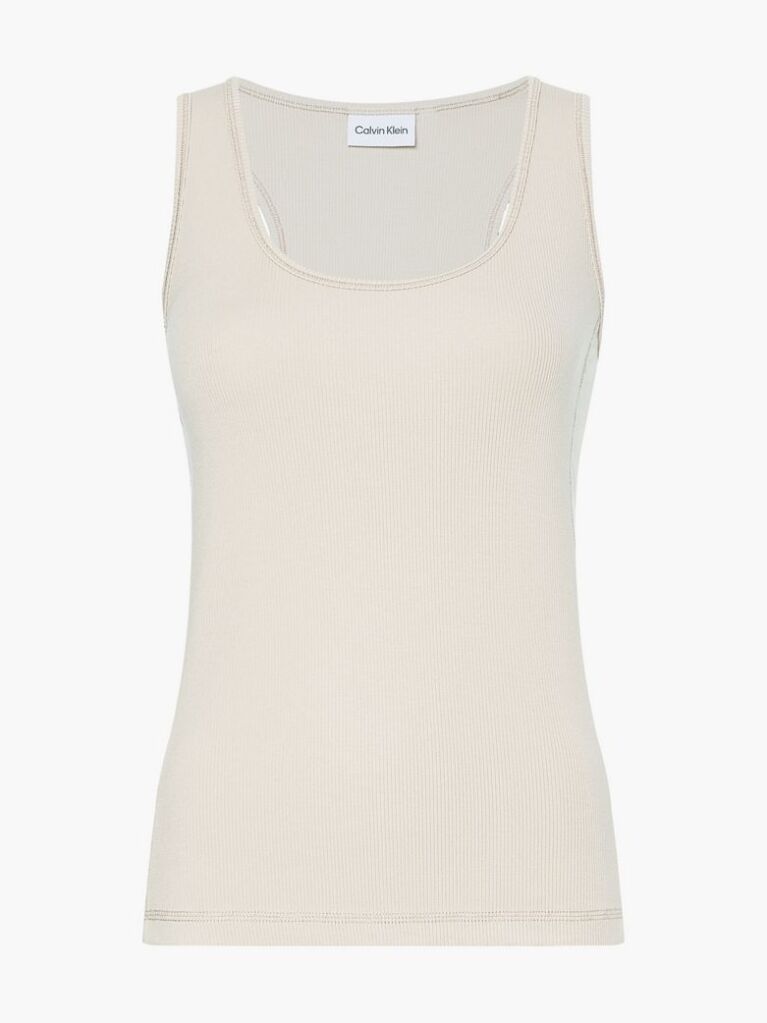 Beige Rib Jersey Tank Top  Women