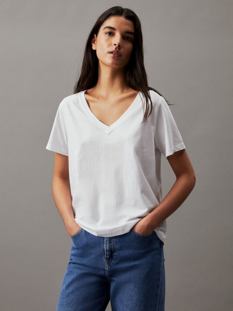 White V-neck T-shirt  Women