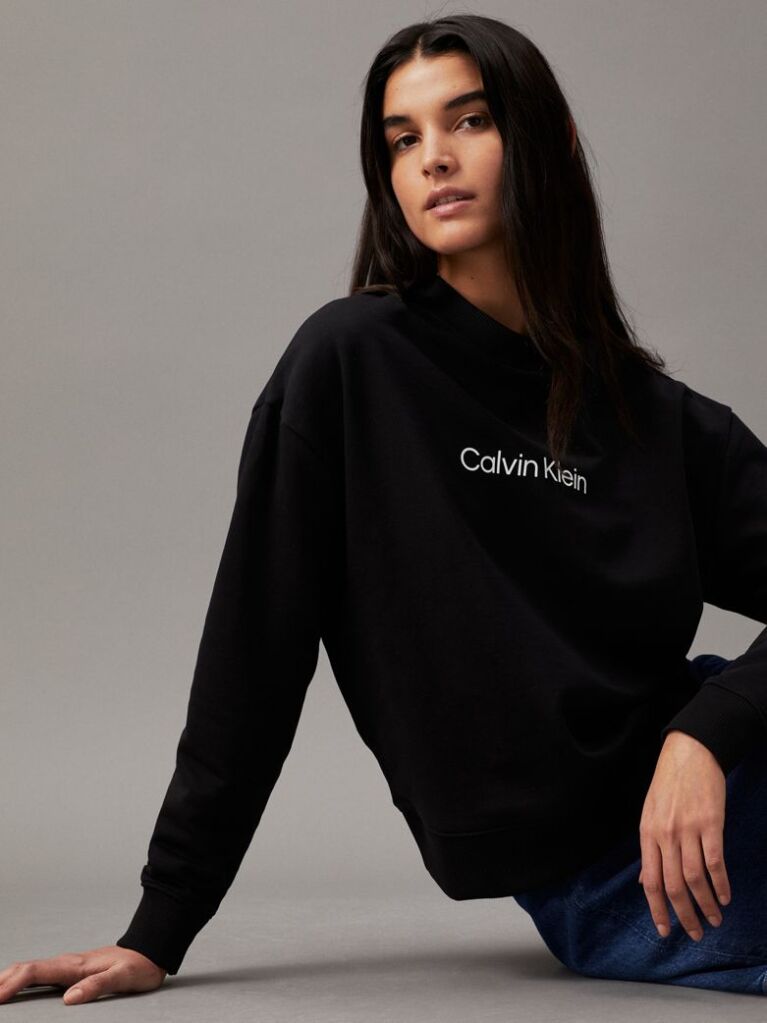 Black Cotton Logo Sweatshirt  Women