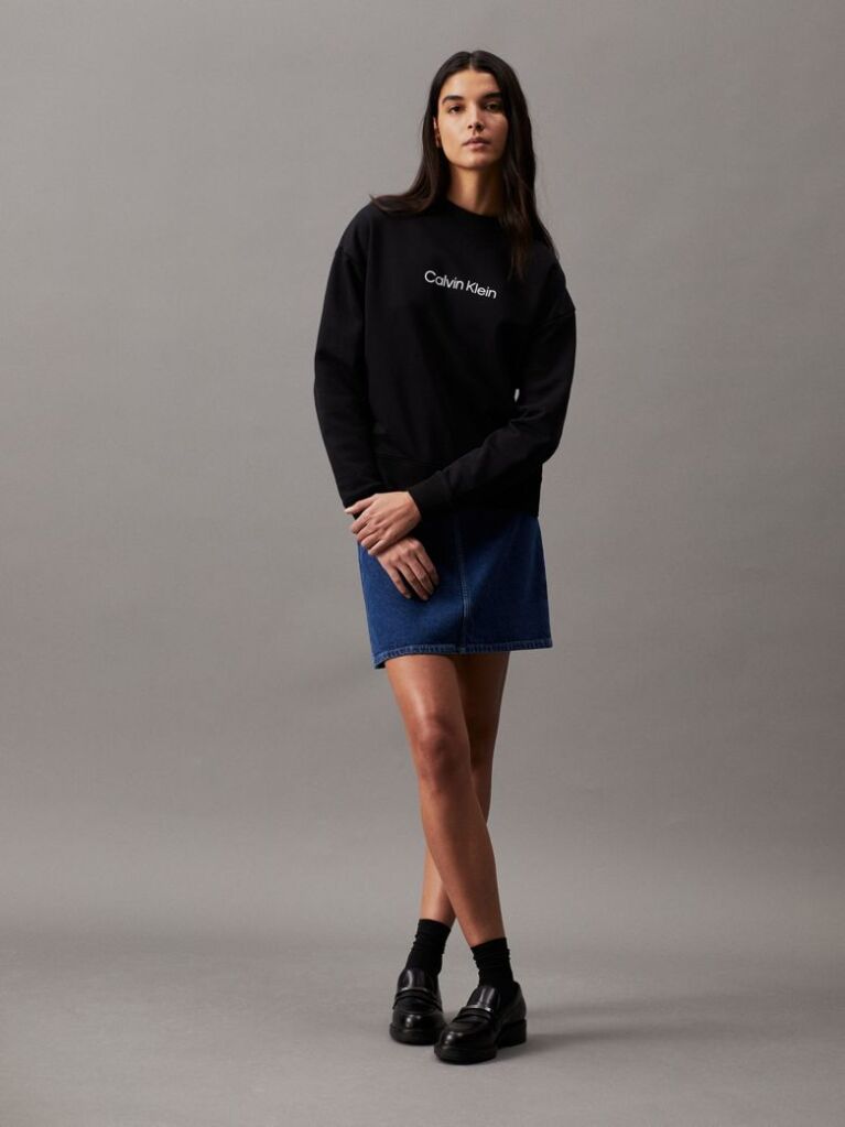 Black Cotton Logo Sweatshirt  Women