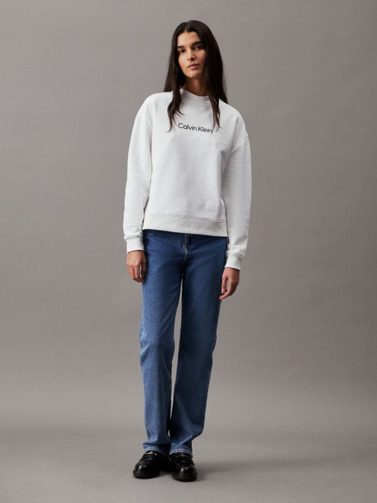 White Cotton Logo Sweatshirt  Women