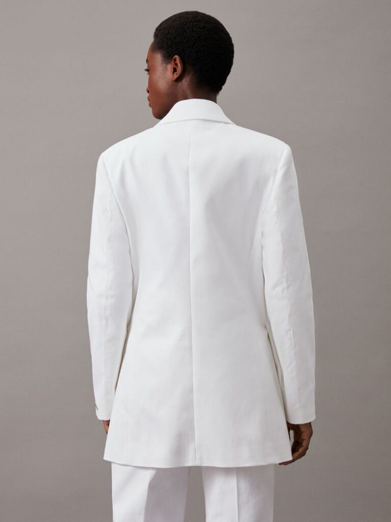 White Cotton Twill Tailored Blazer  Women