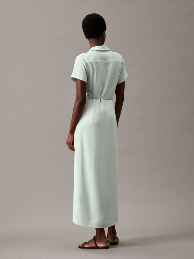 Green Relaxed Crepe Midi Shirt Dress  Women