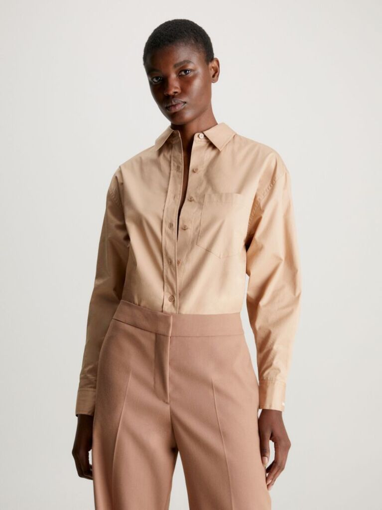Beige Relaxed Cotton Shirt  Women