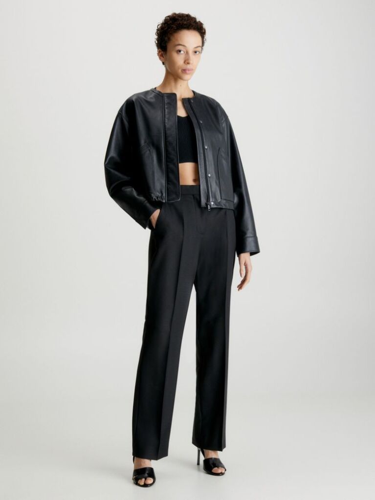 Black Essential Slim Straight Pants  Women
