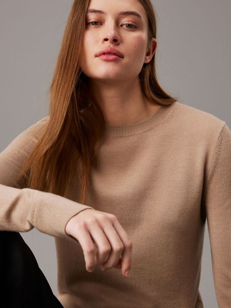 Brown Merino Wool Jumper  Women