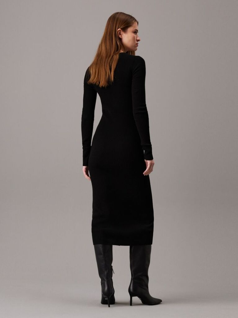 Black Slim Wool Bodycon Dress  Women