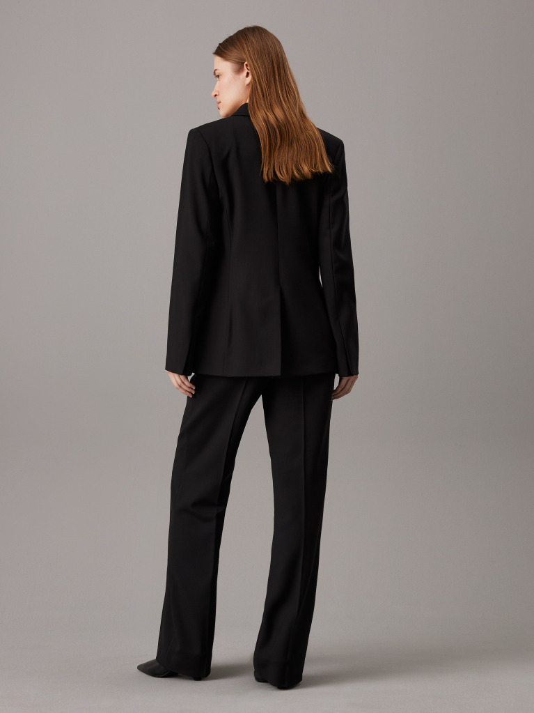 Black Slim Stretch Wool Blazer  Women