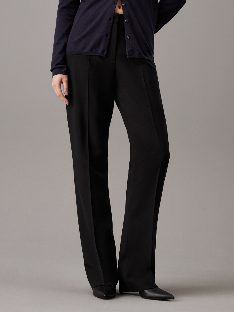 Black Slim Straight Trousers  Women