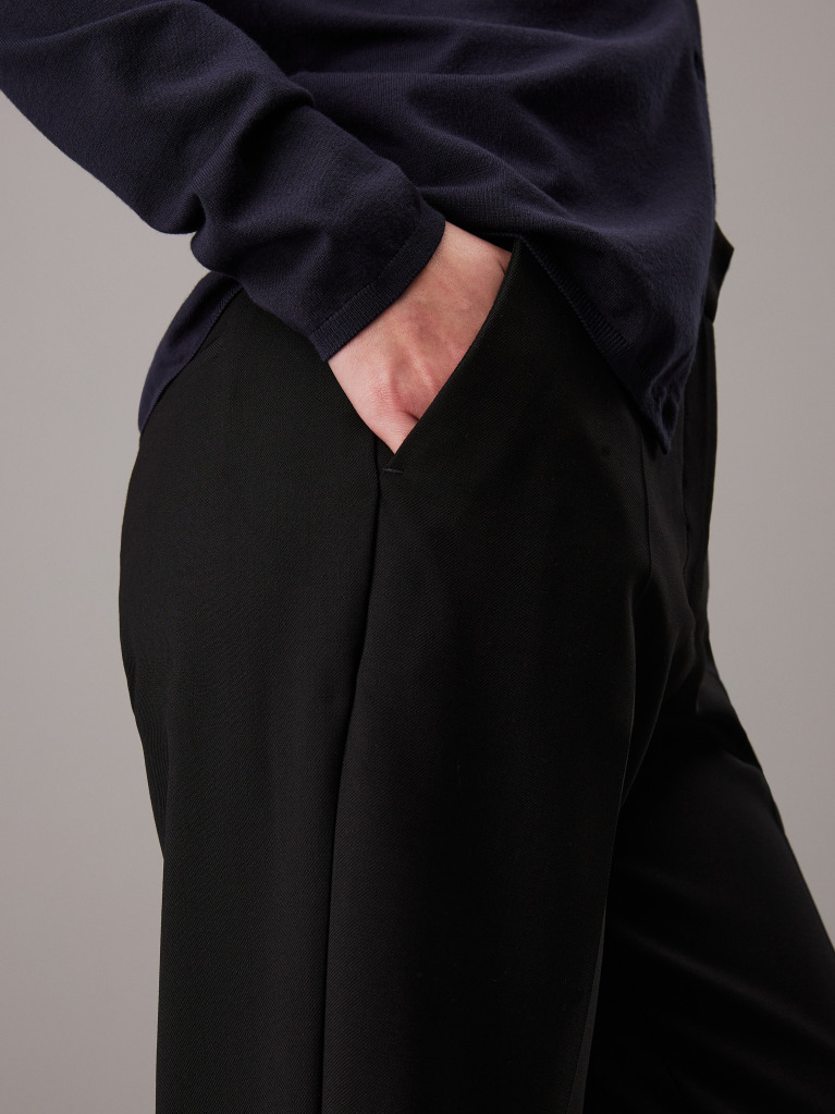 Black Slim Straight Trousers  Women