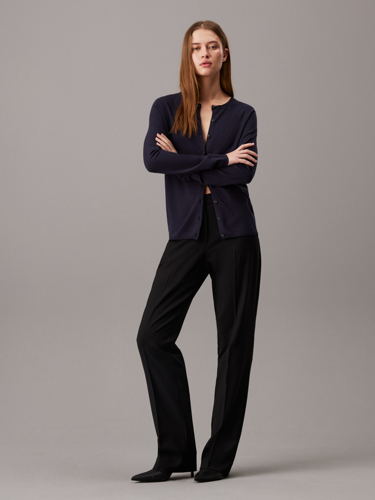 Black Slim Straight Trousers  Women