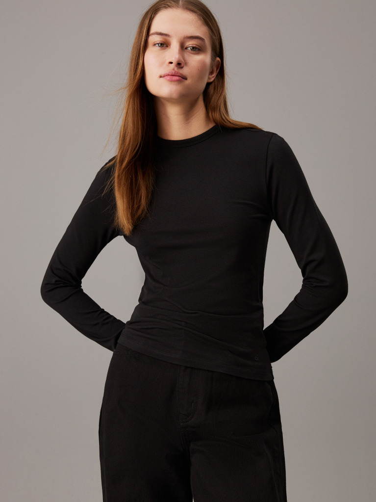 Black Slim Modal Top  Women