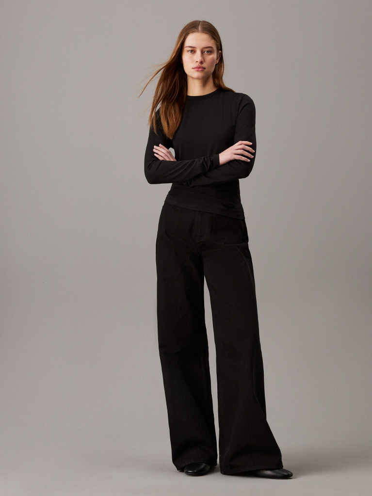 Black Slim Modal Top  Women