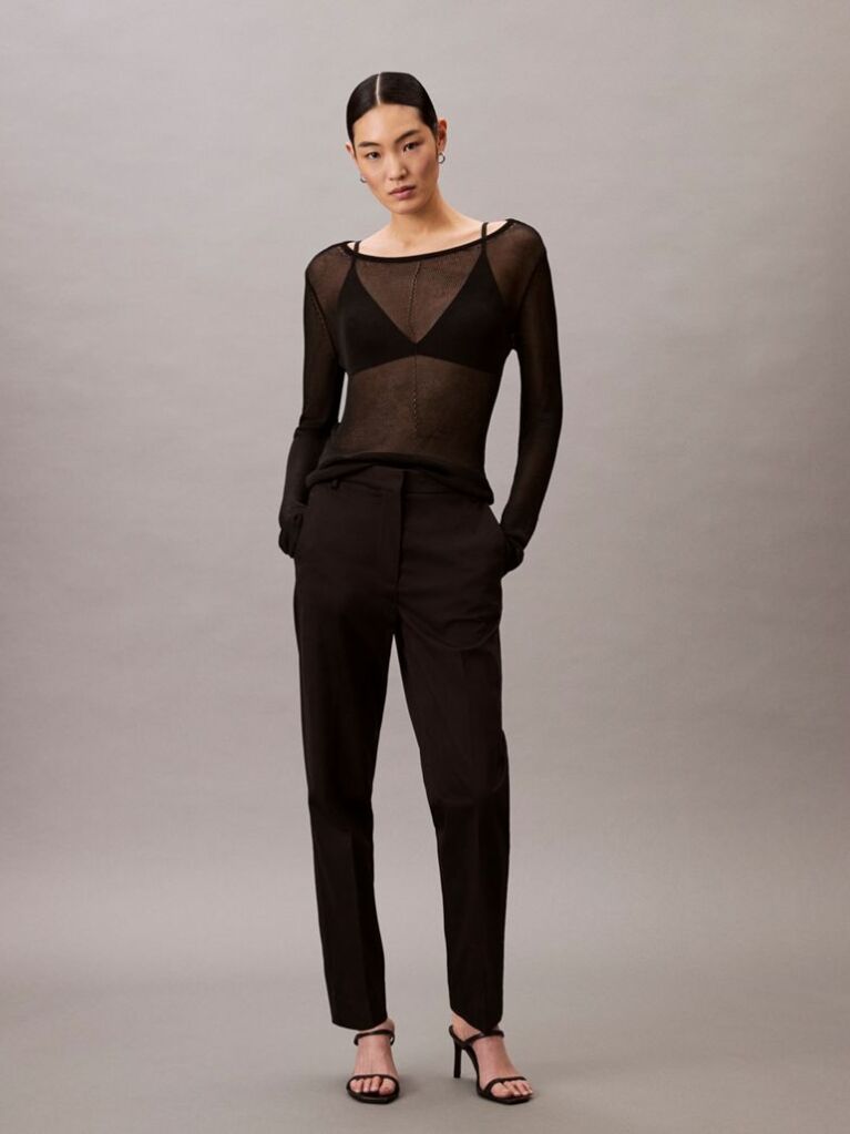 Black Slim Tapered Chino Trousers  Women