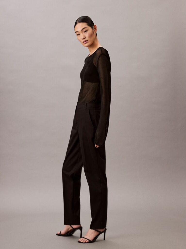 Black Slim Tapered Chino Trousers  Women
