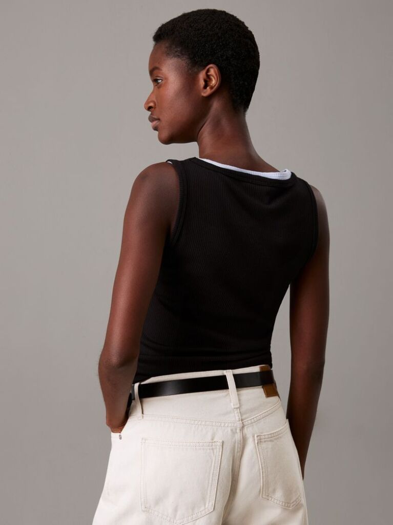 Black Slim Ribbed Tank Top  Women