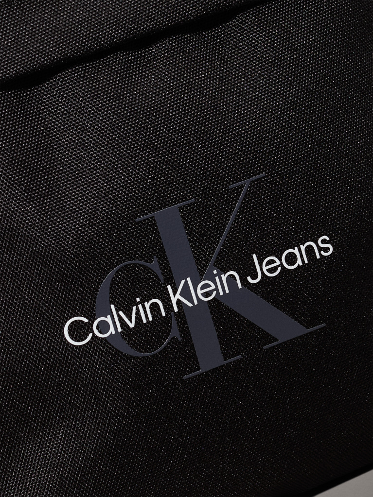 Black Logo Flat Crossbody Bag  Men