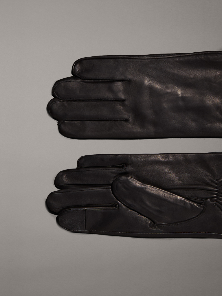 Black Leather Touchscreen Gloves  Men