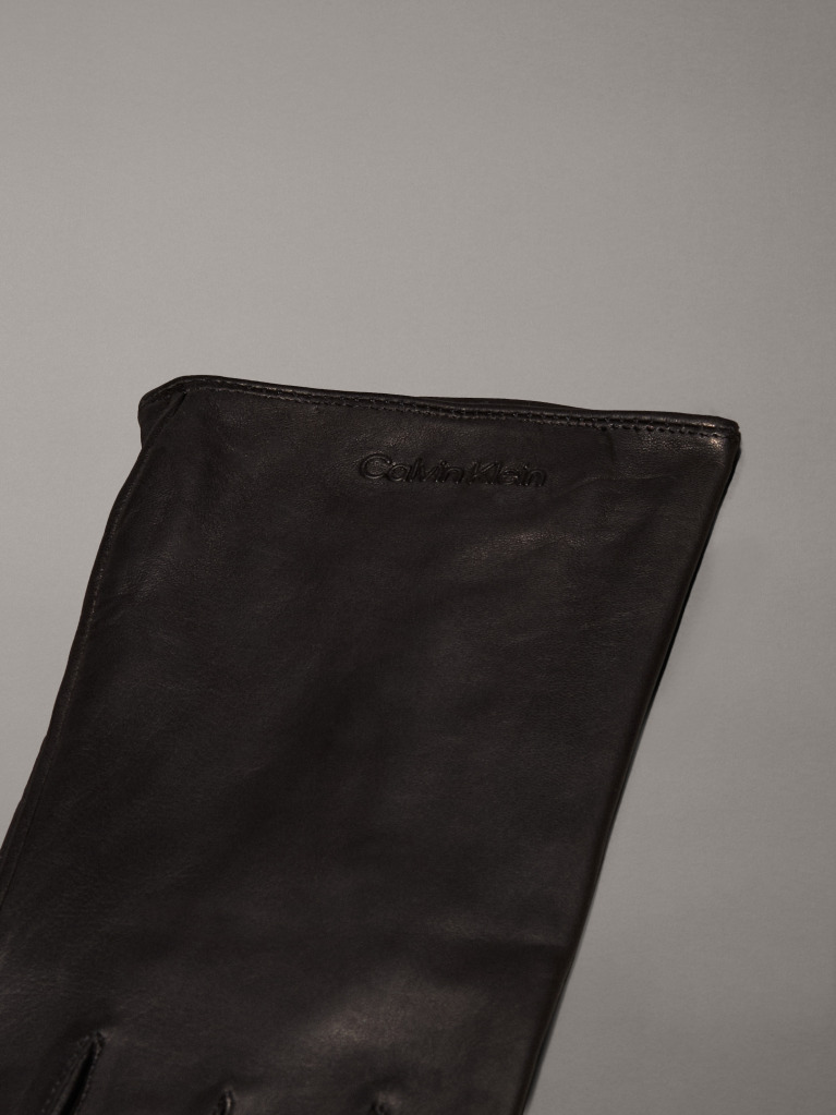 Black Leather Touchscreen Gloves  Men
