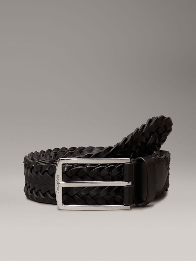 Black Braided Leather Belt  Men