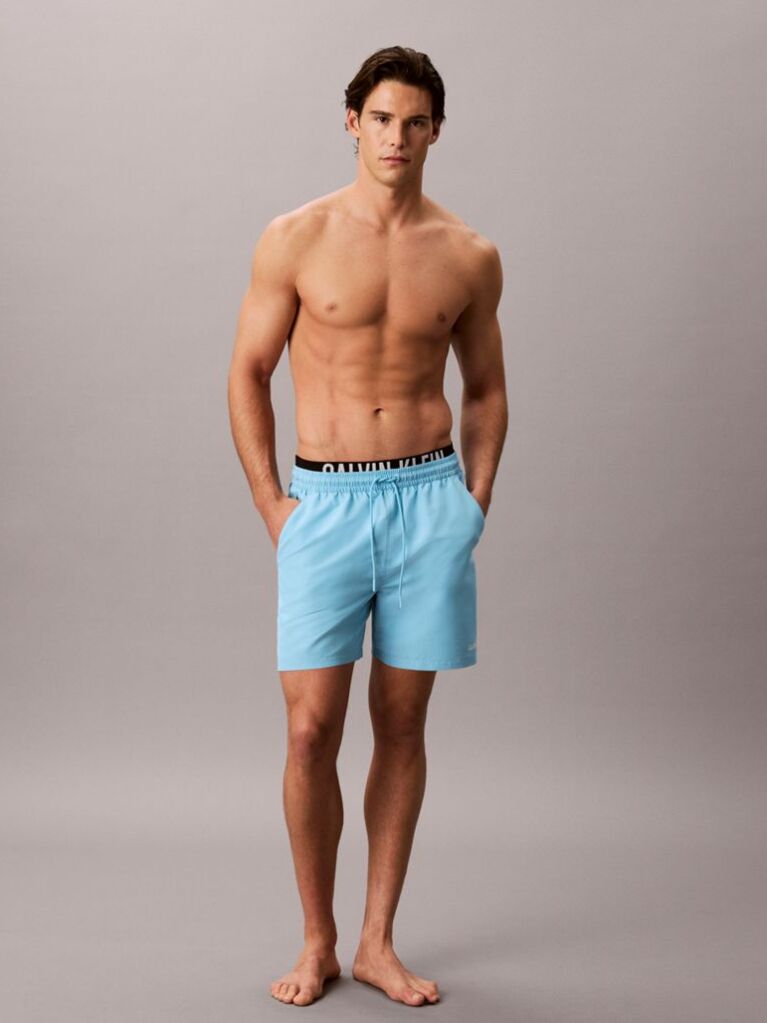 Blue Double Waistband Swim Shorts - Intense Power  Men