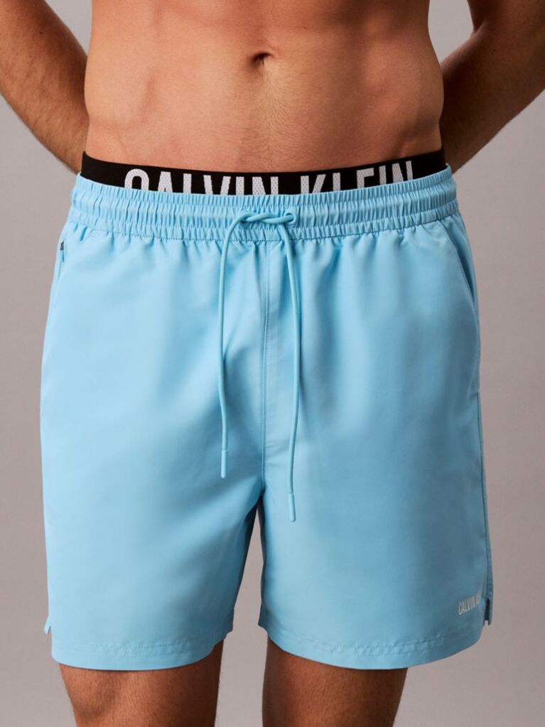 Blue Double Waistband Swim Shorts - Intense Power  Men