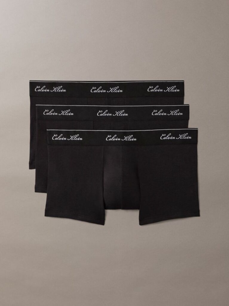 Black 3 Pack Low Rise Trunks - Icon Cotton Stretch  Men