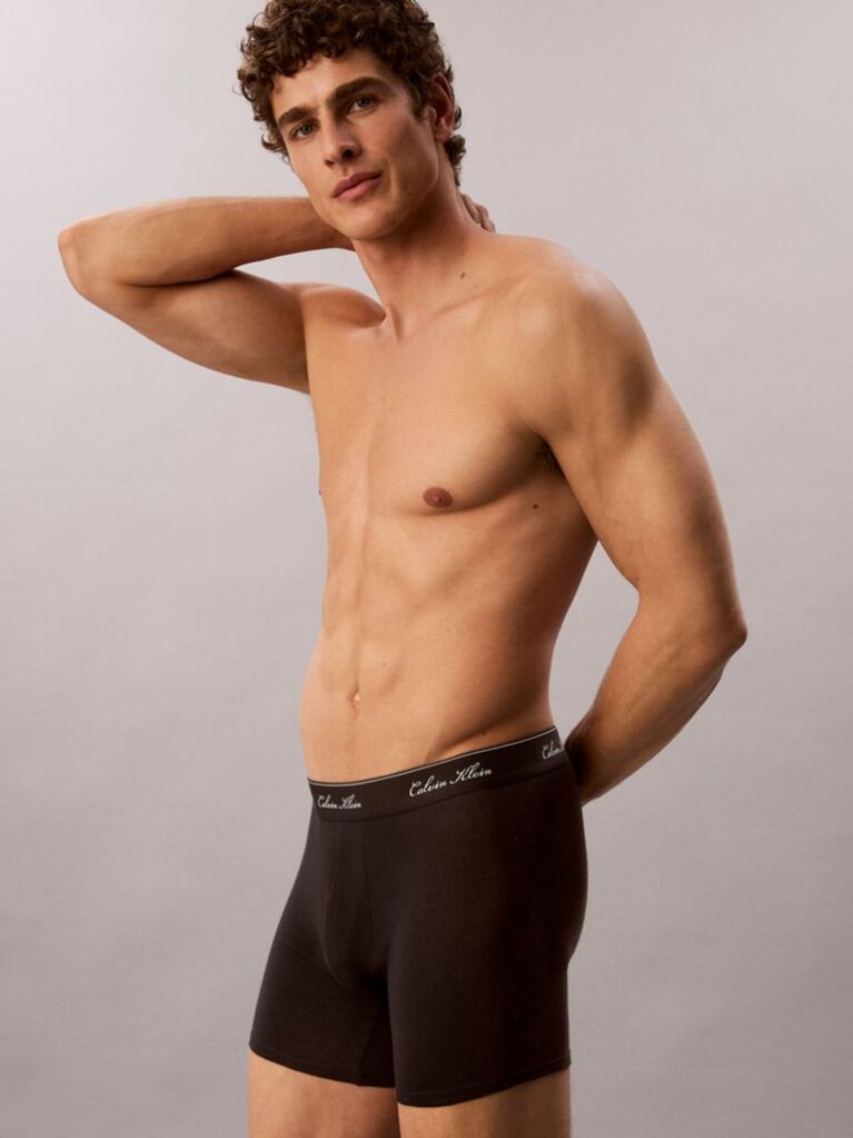 Black 3 Pack Boxer Briefs - Icon Cotton Stretch  Men
