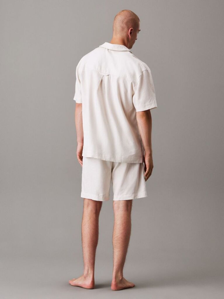 White Linen Blend Pyjama Top  Men