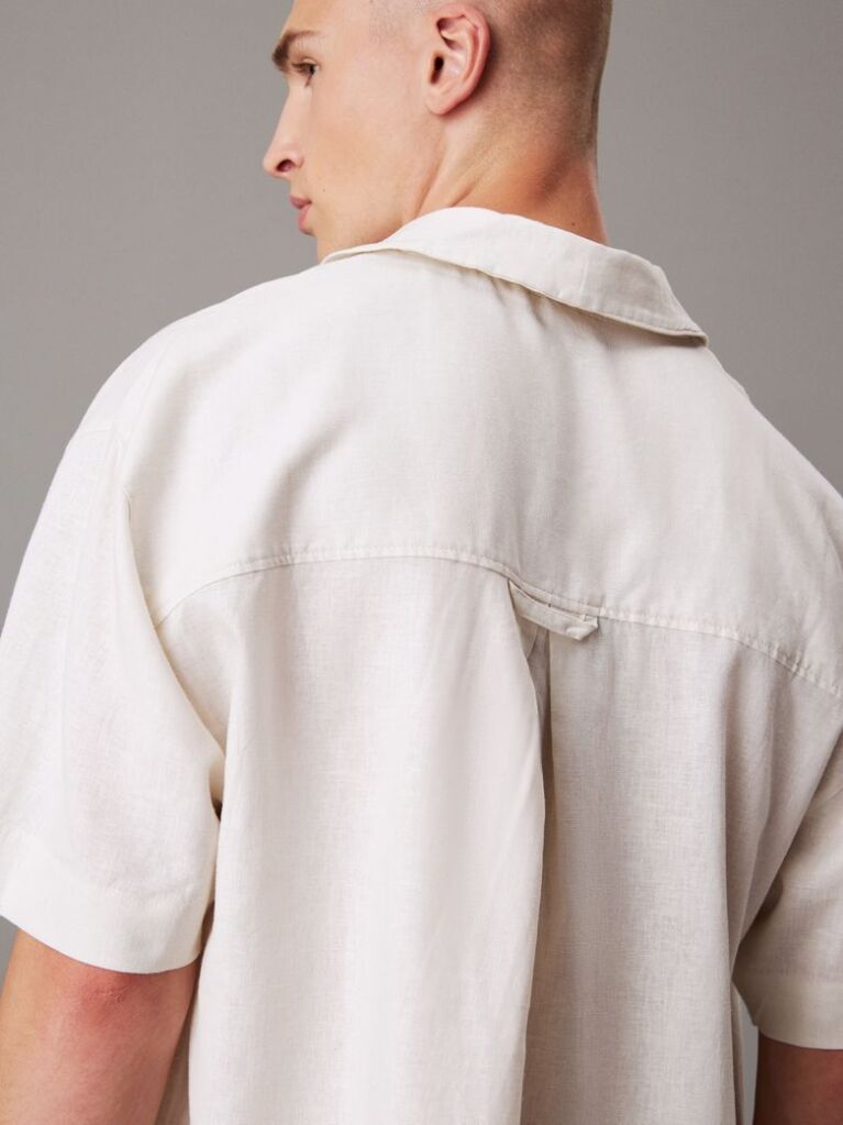 White Linen Blend Pyjama Top  Men