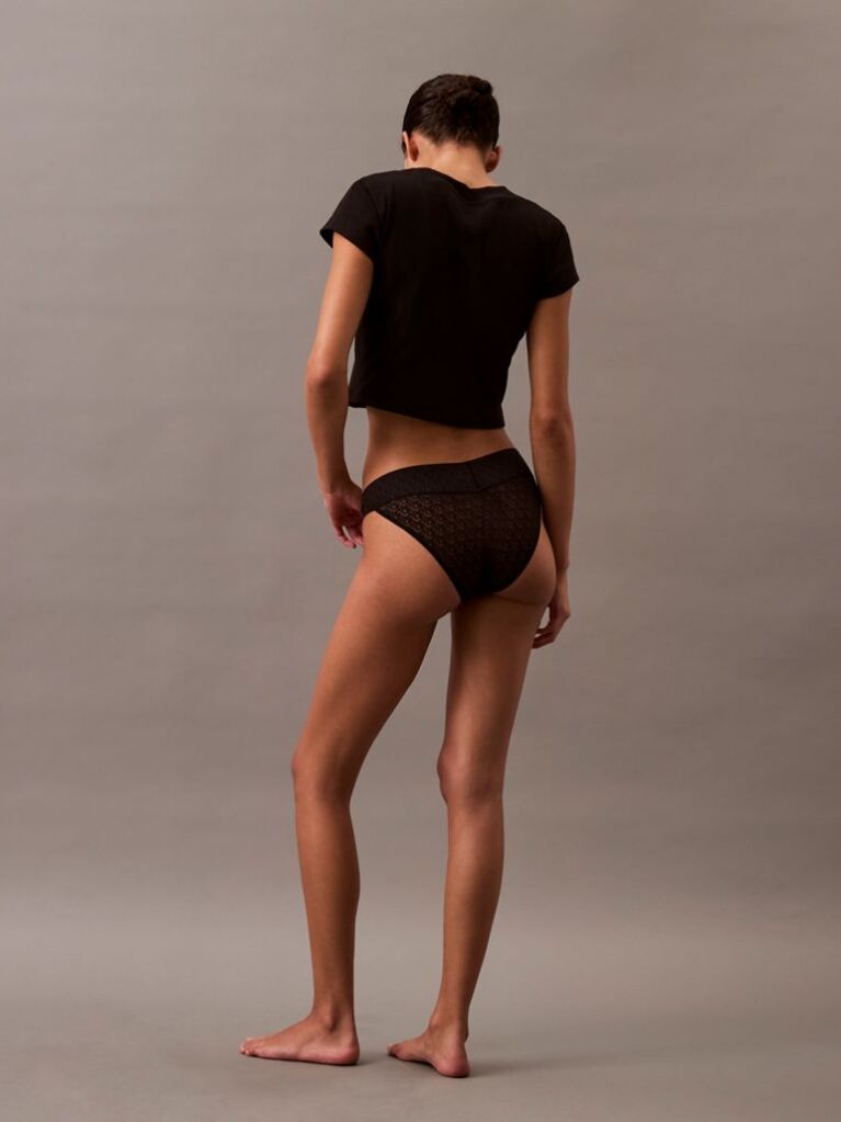 Black Low Rise Bikini Briefs - Icon Logo Lace  Women
