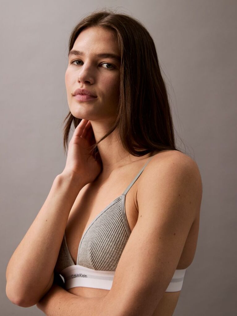 Grey Triangle Bra - Cotton Modal Rib  Women