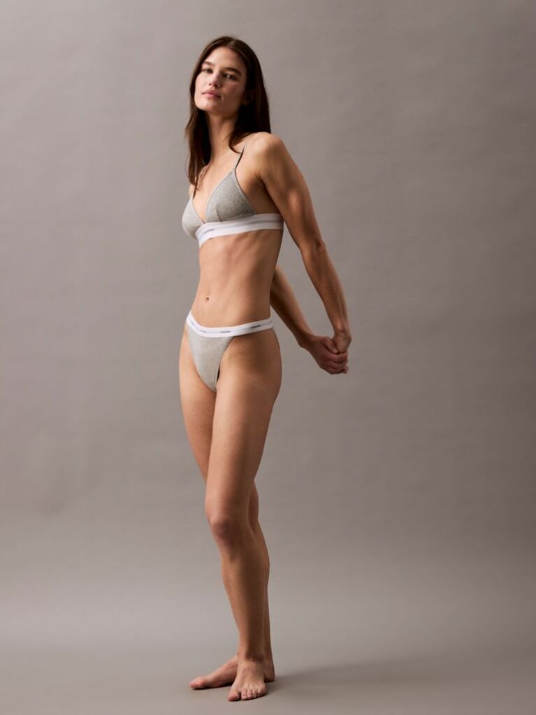 Grey Triangle Bra - Cotton Modal Rib  Women