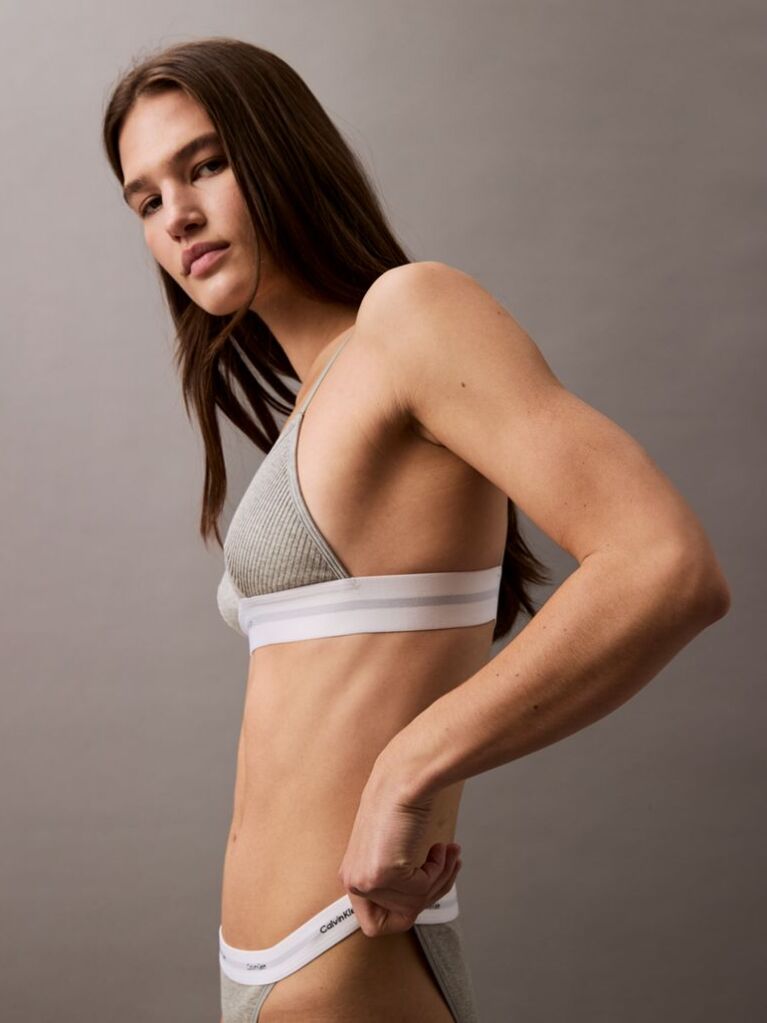 Grey Triangle Bra - Cotton Modal Rib  Women