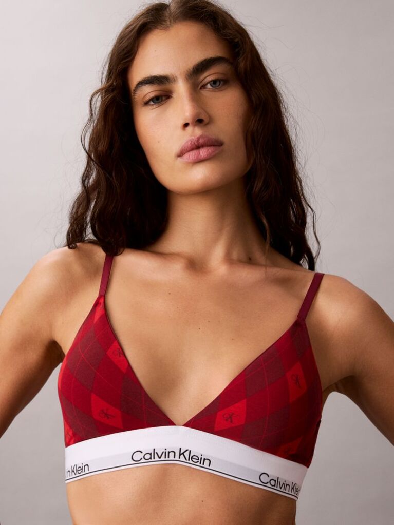 Red Lightly Lined Triangle Bralette - Icon Cotton Modal  Women