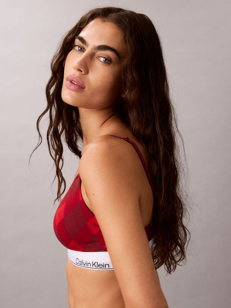 Red Lightly Lined Triangle Bralette - Icon Cotton Modal  Women