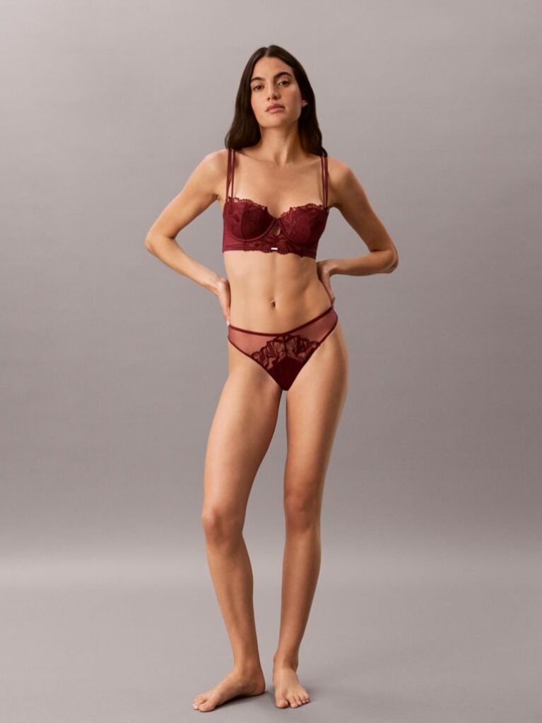 Red Lightly Lined Balconette - CK Black Floral Lace  Women