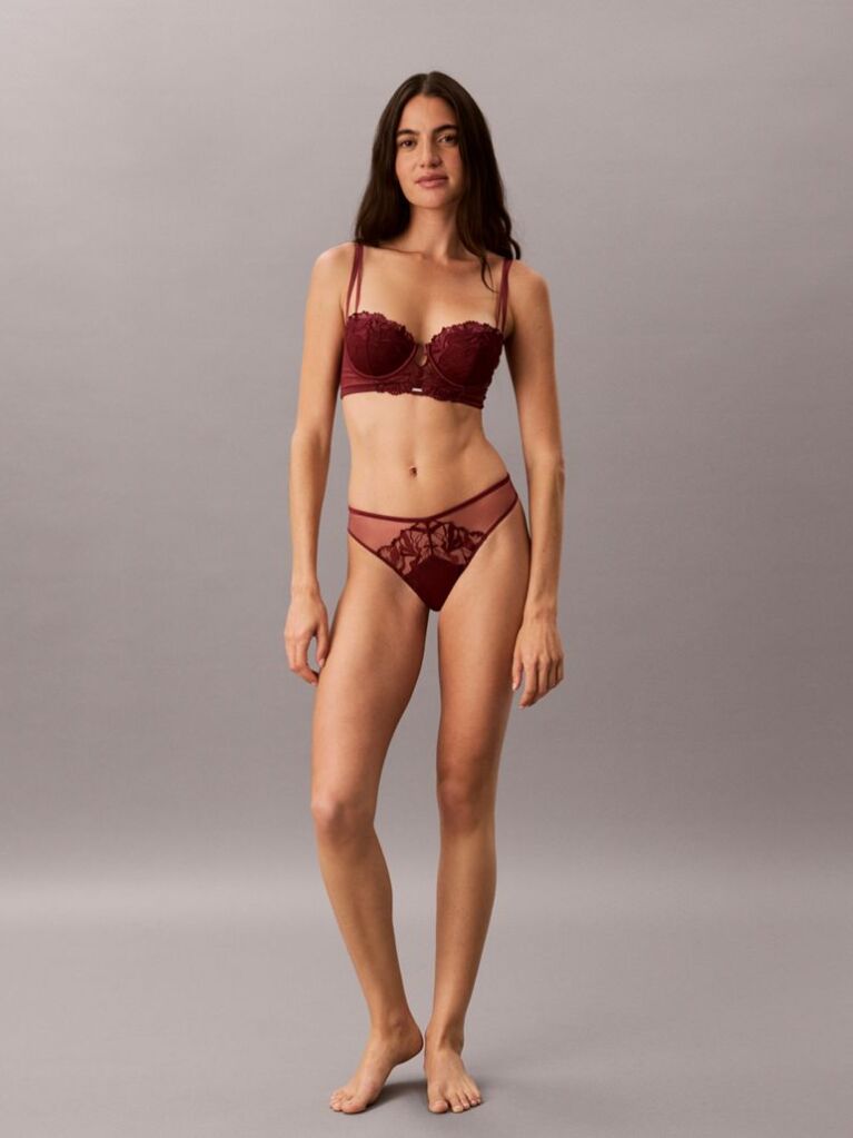 Red Thong - CK Black Floral Lace  Women