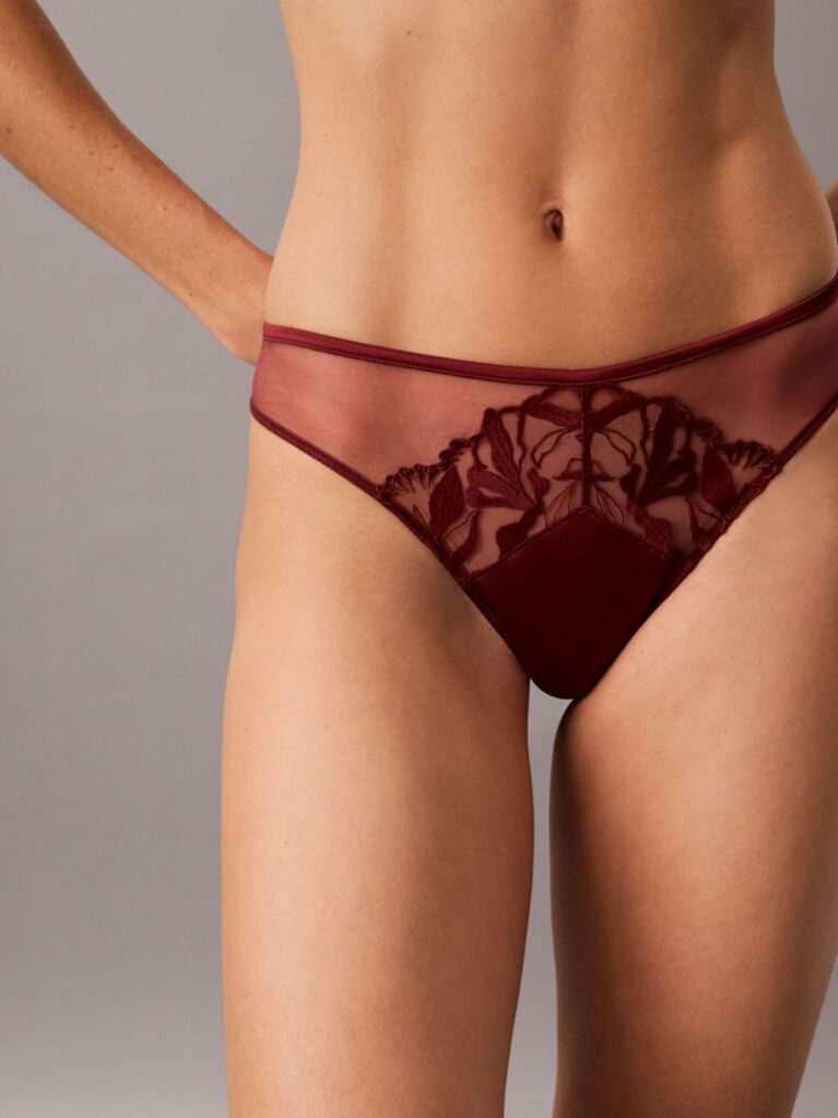 Red Thong - CK Black Floral Lace  Women