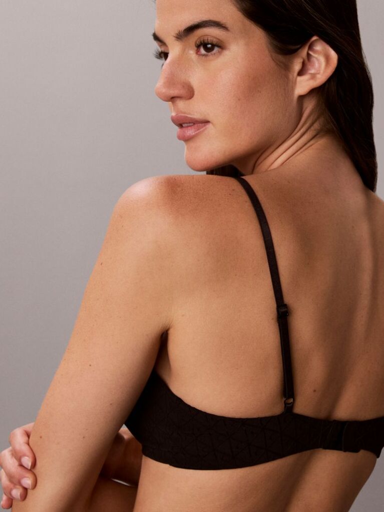 Black Unlined Triangle Bra - Embossed Emblem  Women