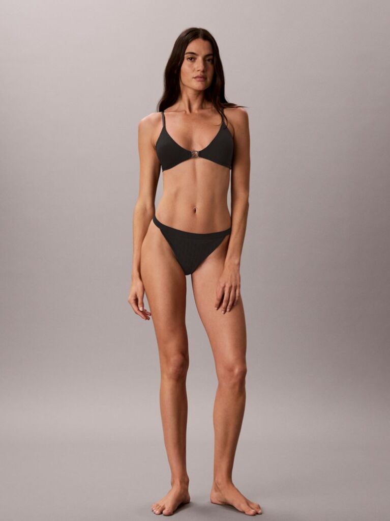 Black String Thong - Embossed Emblem  Women