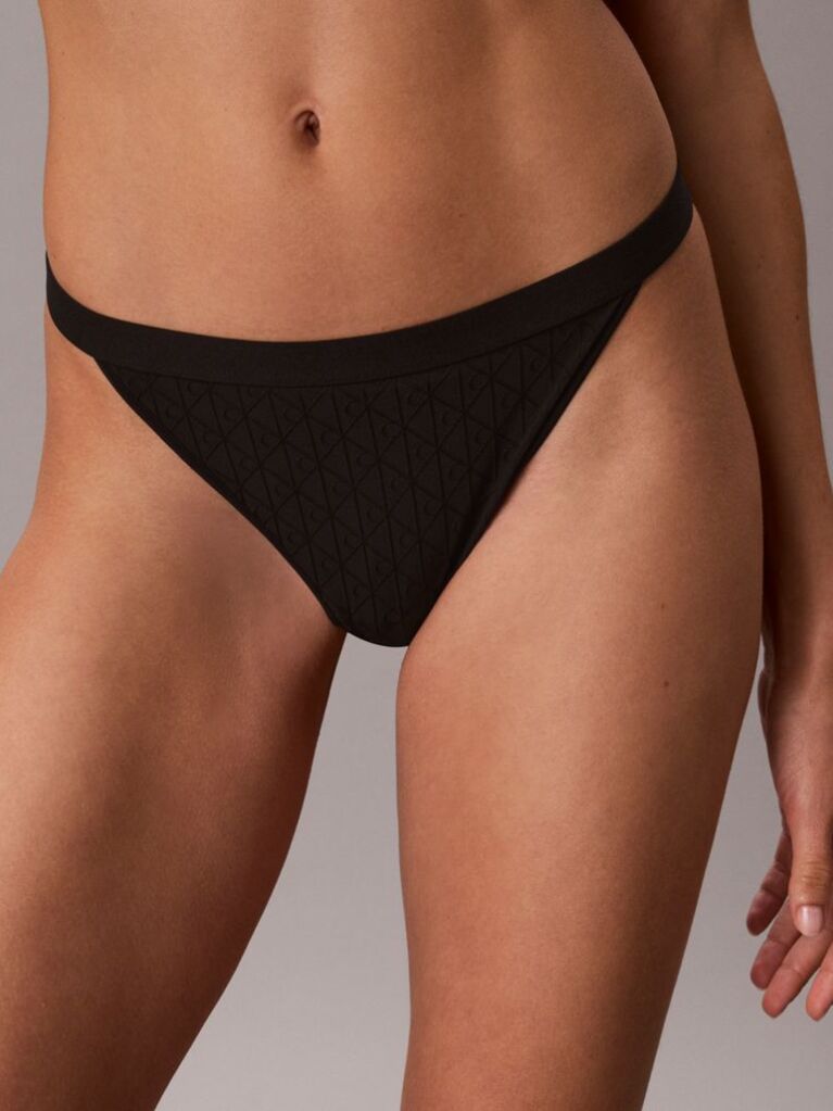 Black String Thong - Embossed Emblem  Women