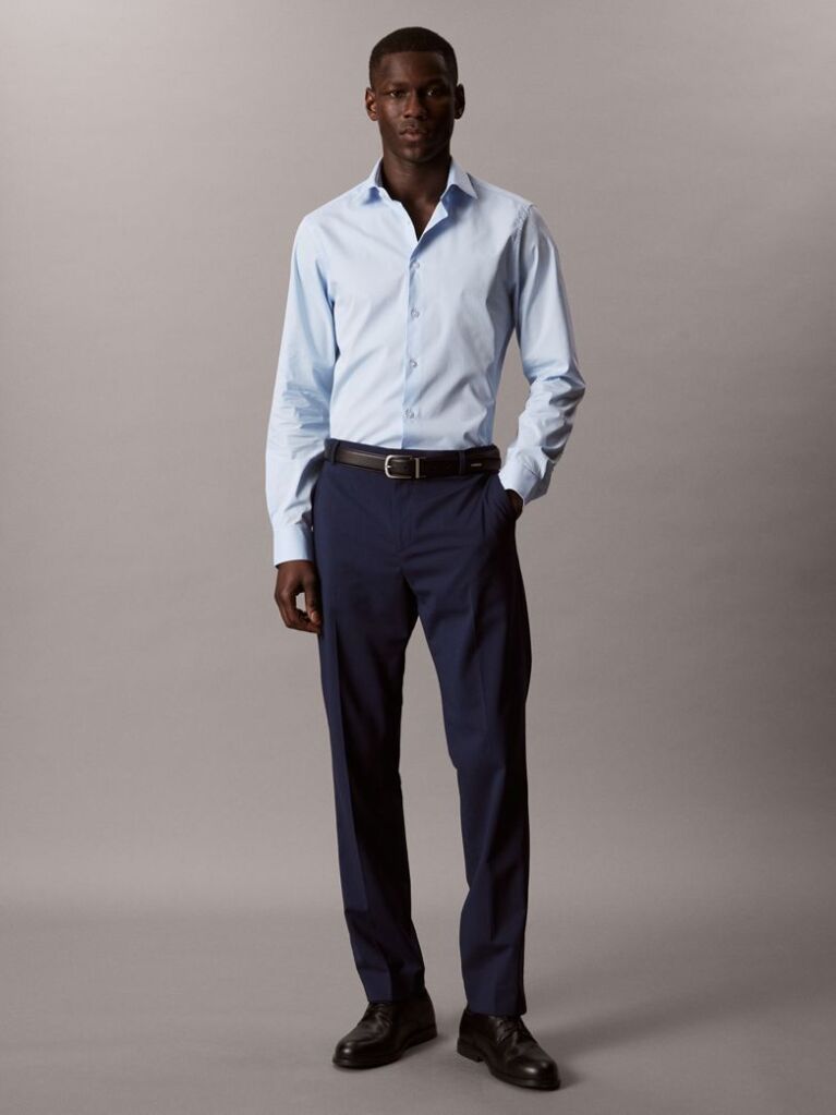 Blue Regular Fit Essential Poplin Shirt  Men
