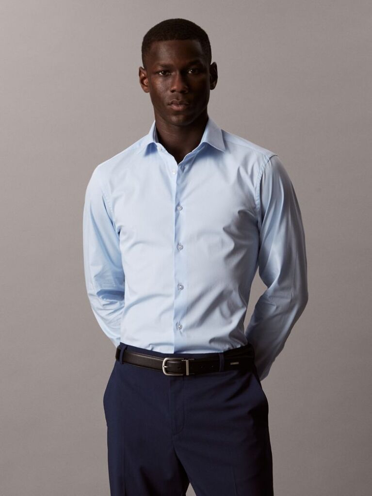 Blue Regular Fit Essential Poplin Shirt  Men